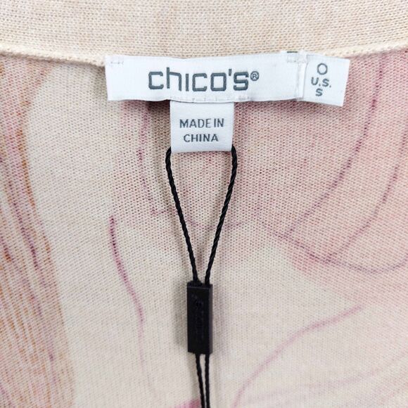 Chicos Floral Cardigan Size 0 Small Multicolor Lightweight Swearter Office Cozy - Picture 10 of 10
